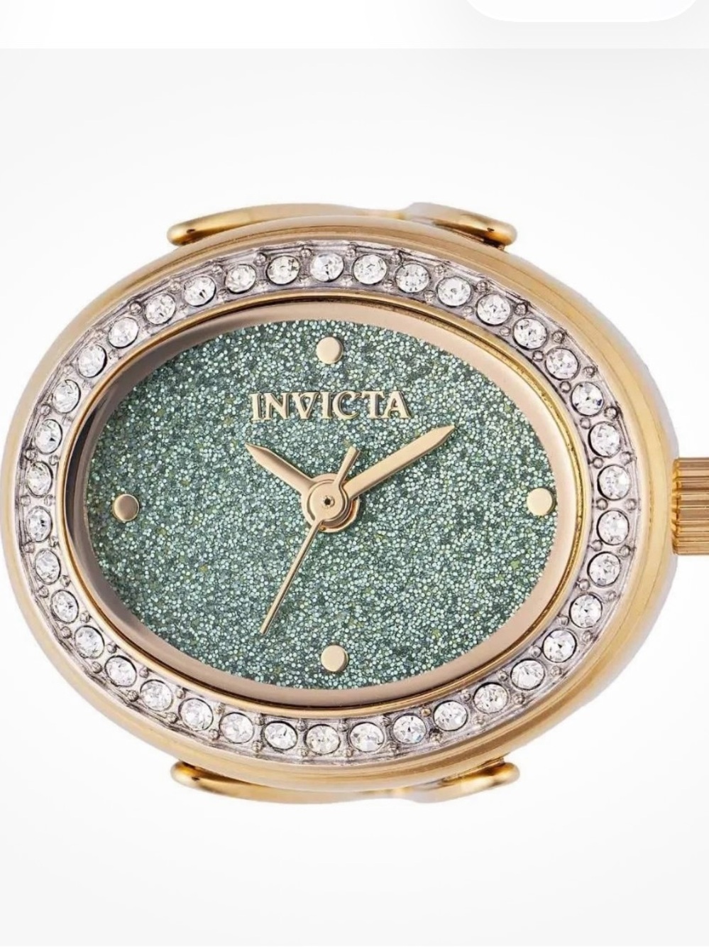 Invicta Gold-Tone Ring Watch with Green Glitter Dial and Crystal model 49602
